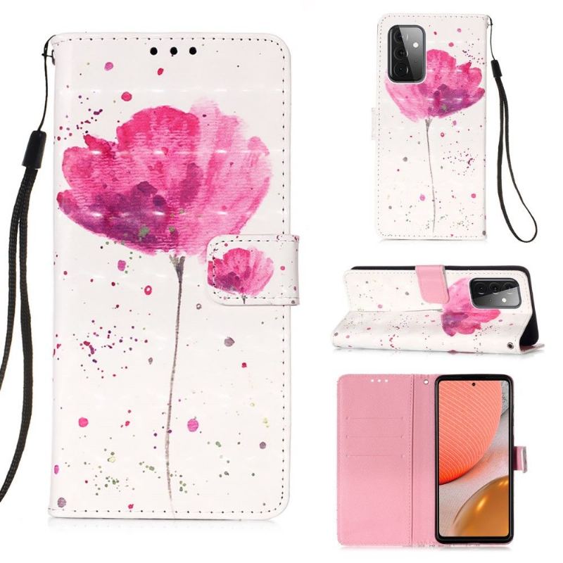 Folio-fodral För Samsung Galaxy A72 4G / A72 5G Fallskydd Rosa Blomma