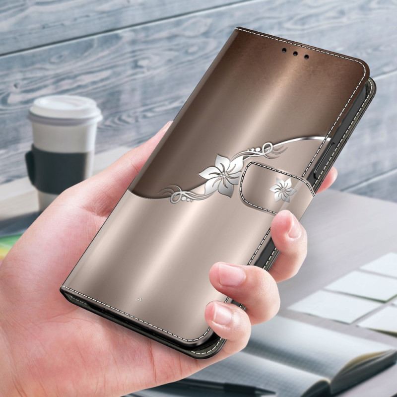 Läderfodral Xiaomi 14 Pro Telefonfodral Silverblomma