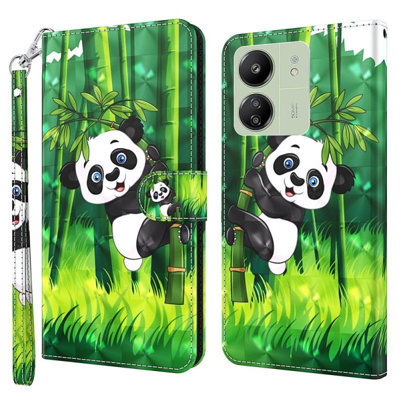 Skyddsfodral Poco C65 Bambu Panda Med Rem