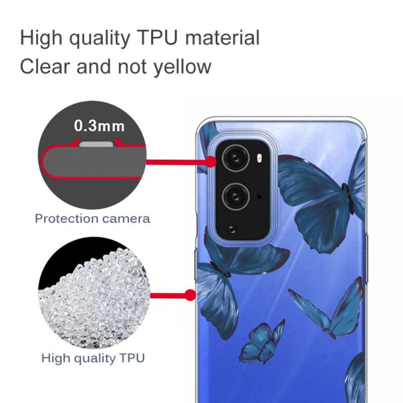 Skal För OnePlus 9 Pro Hemming Blå Fjärilar