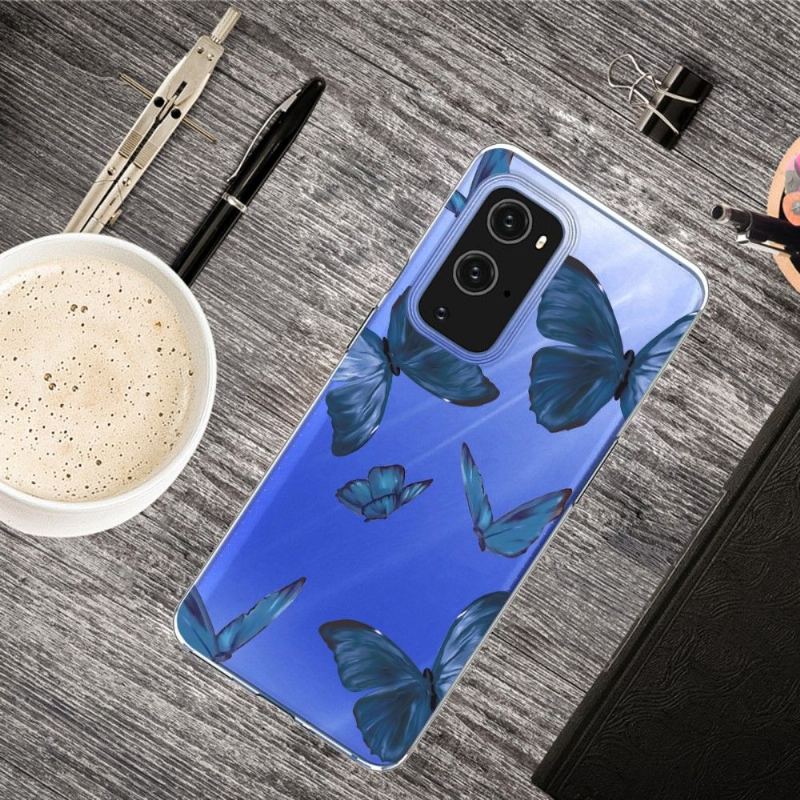 Skal För OnePlus 9 Pro Hemming Blå Fjärilar