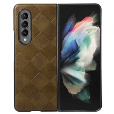 Skal Samsung Galaxy Z Fold 4 Rutigt Mönster I Läderimitation