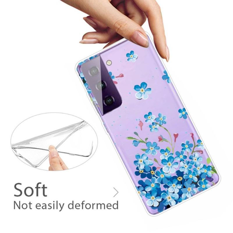 Skal För Samsung Galaxy S21 5G Hemming Blå Blommor