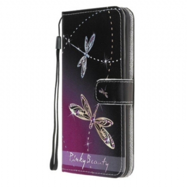 Folio-fodral Samsung Galaxy A52 4G / A52 5G / A52s 5G Med Kedjar Strappy Dragonflies