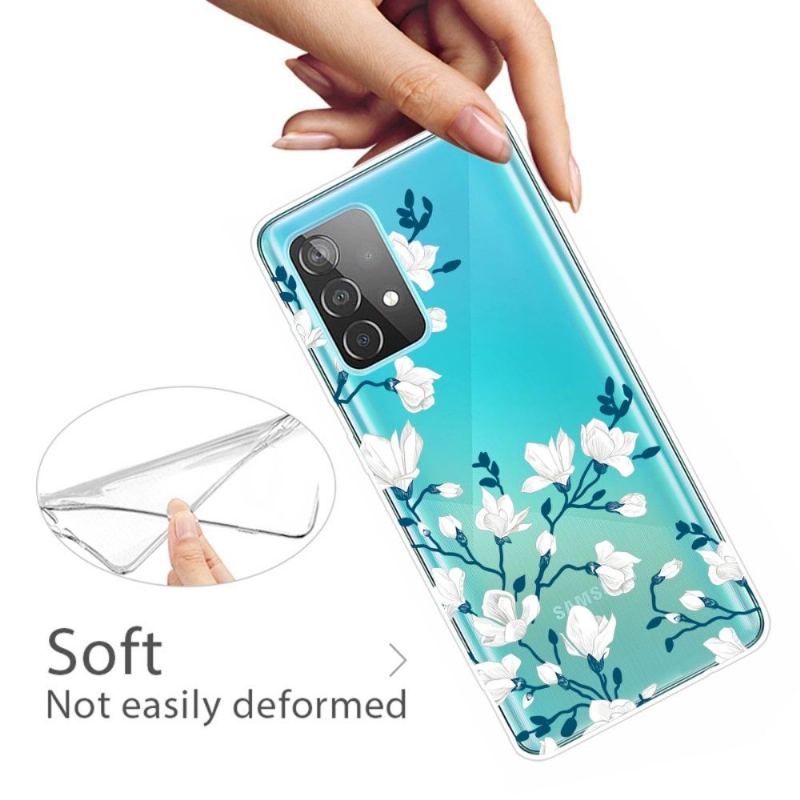 Skal För Samsung Galaxy A32 4G Fallskydd Vita Blommor