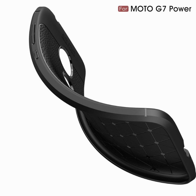 Skal För Motorola Moto G7 Power Fallskydd Finishing Gel I Konstläder