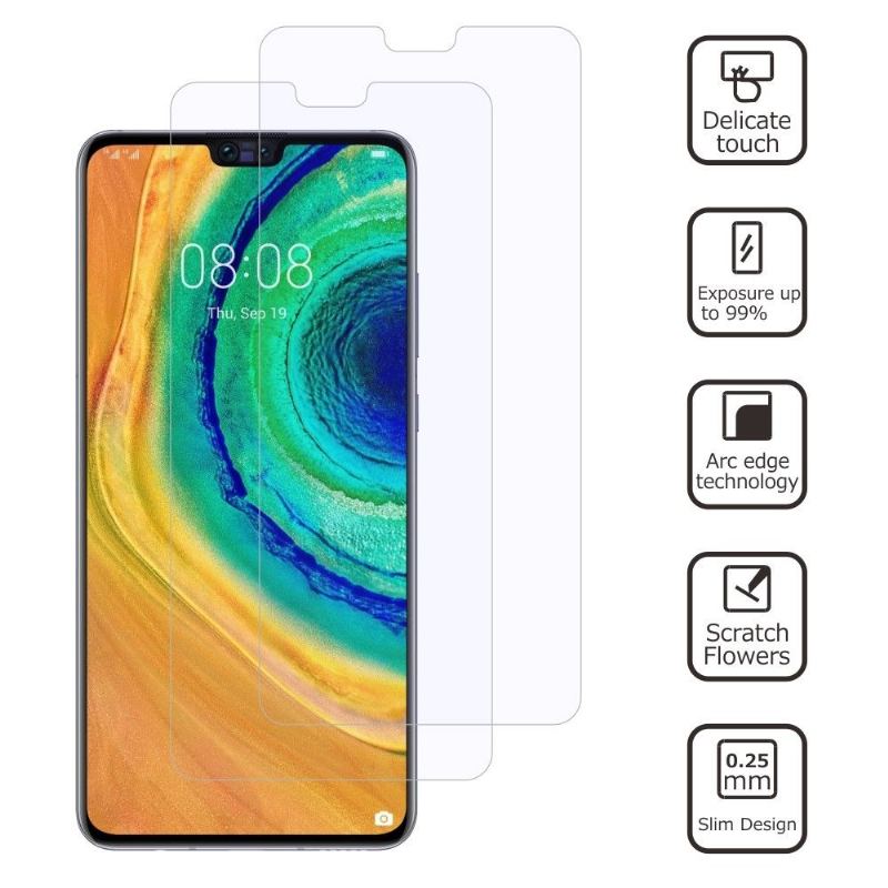 Huawei Mate 30 - Paket Med 2 Härdat Glasfilmer