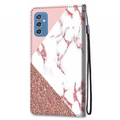 Folio-fodral För Samsung Galaxy M52 5G Fallskydd Glittermarmor