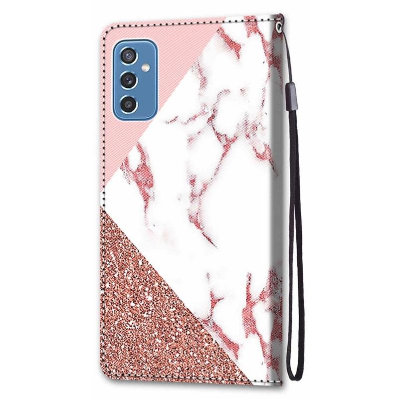 Folio-fodral För Samsung Galaxy M52 5G Fallskydd Glittermarmor