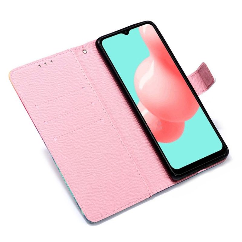 Folio-fodral För Samsung Galaxy A32 5G Fallskydd Rosa Blomma