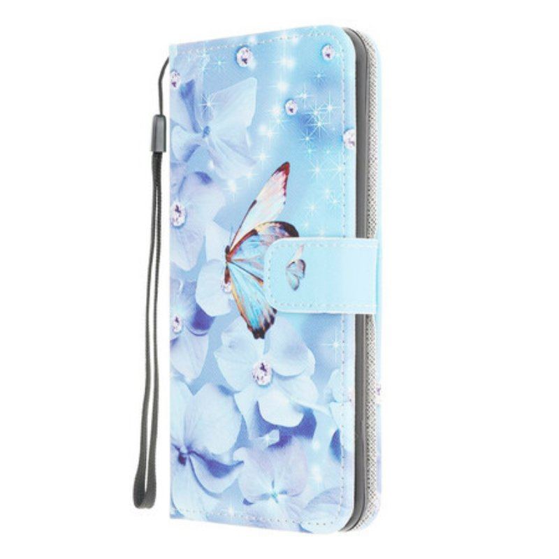 Fodral Samsung Galaxy M12 / A12 Med Kedjar Strappy Diamond Butterflies