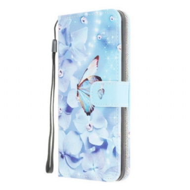 Fodral Samsung Galaxy M12 / A12 Med Kedjar Strappy Diamond Butterflies