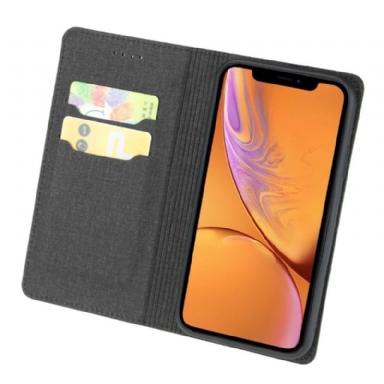 Läderfodral För iPhone XR Folio-fodral Korthållare Tygeffekt