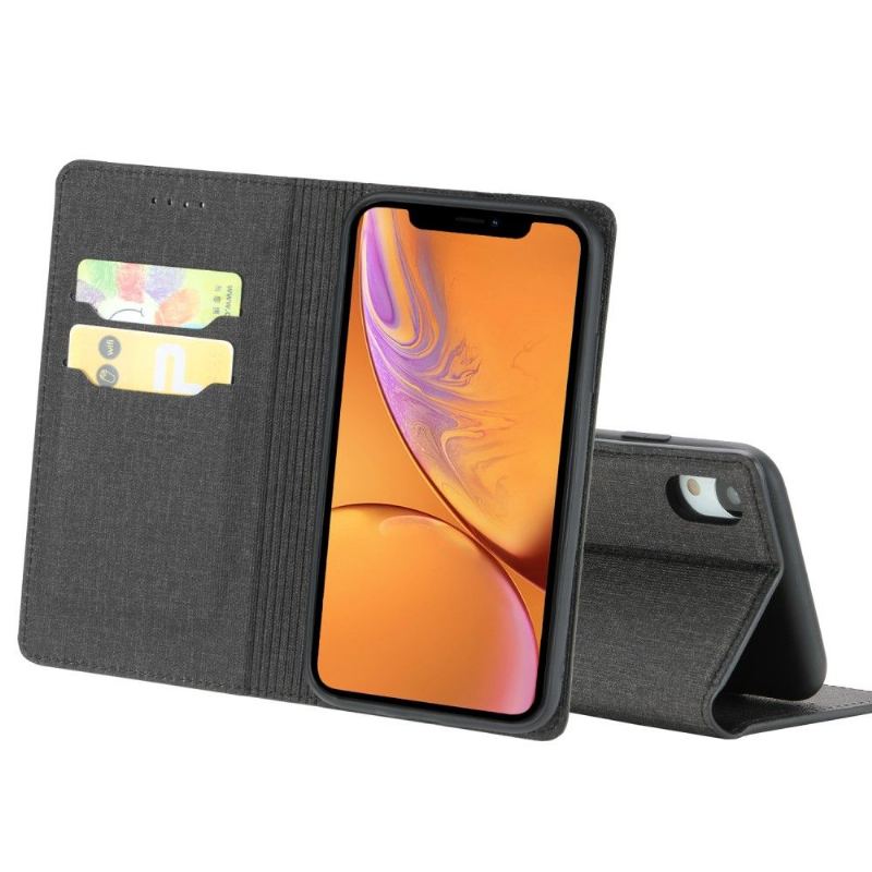 Läderfodral För iPhone XR Folio-fodral Korthållare Tygeffekt