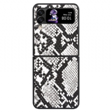 Folio-fodral Skal Samsung Galaxy Z Flip 4 Läderfodral Snake Skin Effekt