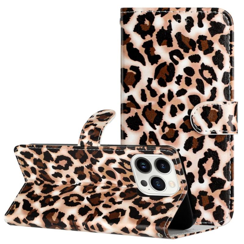 Fodral För iPhone 16 Pro Max Leopardmönster Med Rem