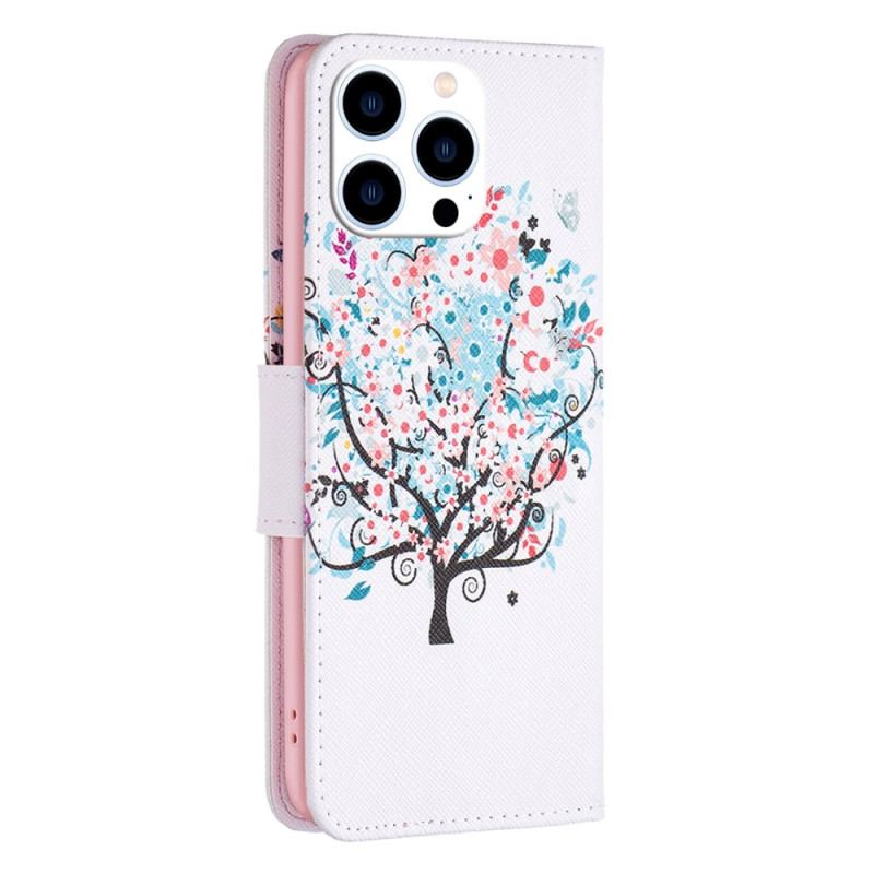 Läderfodral iPhone 16 Pro Max Telefonfodral Blommande Träd