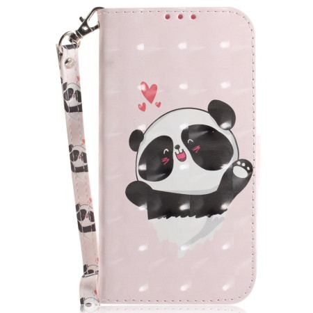 Läderskal Fodral iPhone 16 Pro Max Panda Love Med Rem