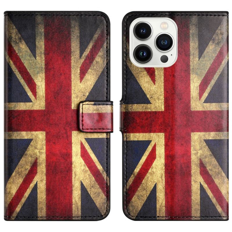 Läderskal Fodral iPhone 16 Pro Max Union Jack Flagga