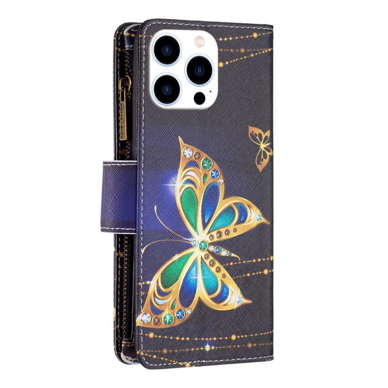 Skyddsfodral iPhone 16 Pro Max Rhinestone Butterflies Wallet