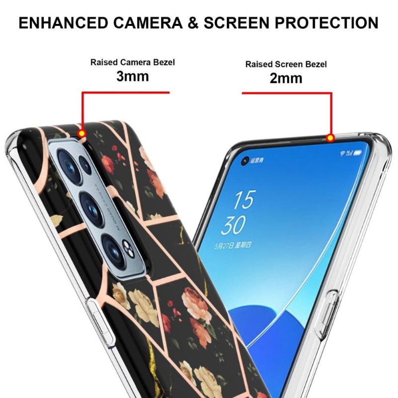 Skal För Oppo Reno 6 Pro 5G Marmor Och Blommor