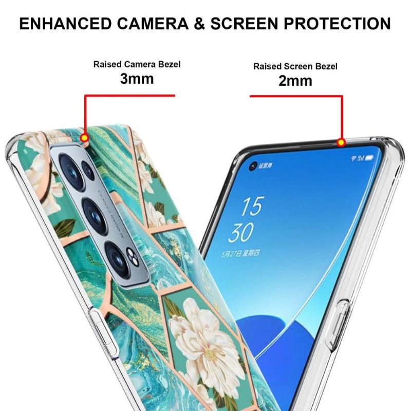 Skal För Oppo Reno 6 Pro 5G Marmor Och Vita Blommor