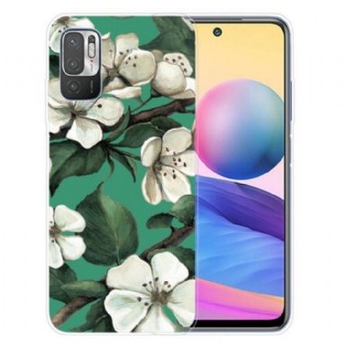 Mobilskal Xiaomi Redmi Note 10 5G Målade Vita Blommor