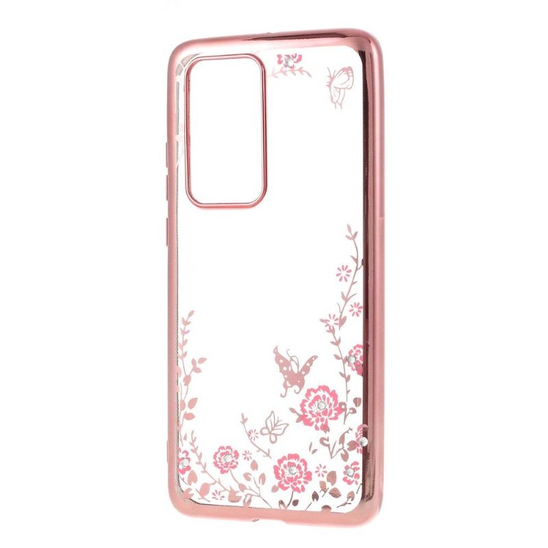 Skal För Huawei P40 Pro Hemming Blomfjäder Transparent