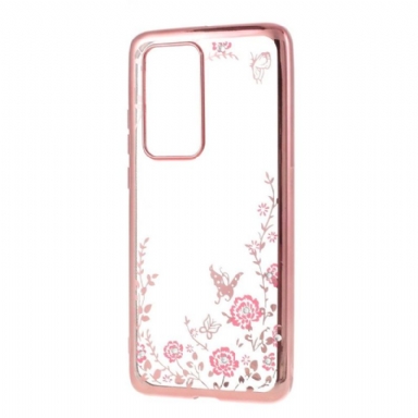 Skal För Huawei P40 Pro Hemming Blomfjäder Transparent