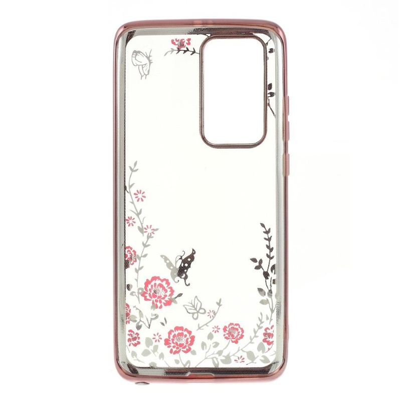 Skal För Huawei P40 Pro Hemming Blomfjäder Transparent