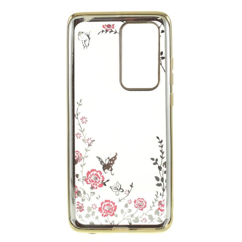 Skal För Huawei P40 Pro Hemming Blomfjäder Transparent