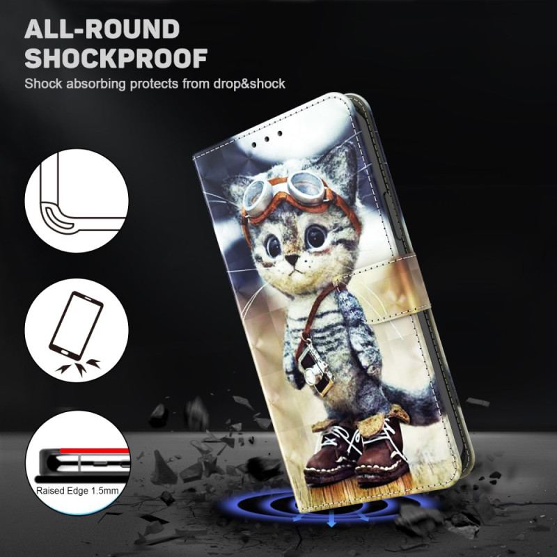 Läderfodral Samsung Galaxy A16 5g Telefonfodral Aviator Cat Med Rem