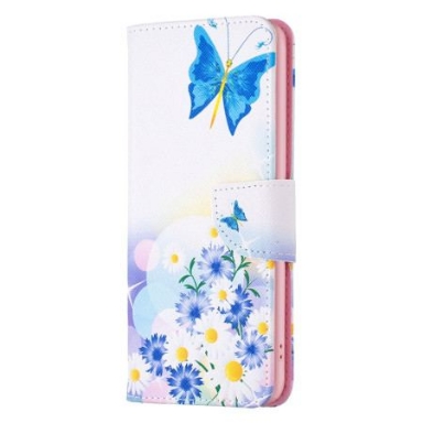 Läderfodral Samsung Galaxy A16 5g Telefonfodral Fjäril Och Blommor Akvarell