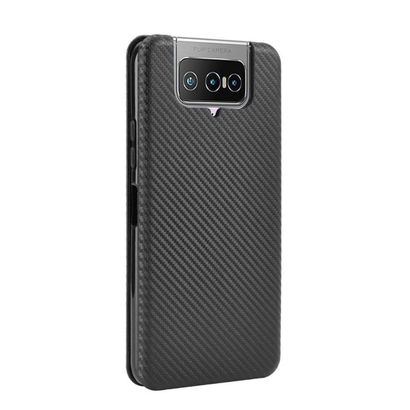 Folio-fodral För Asus Zenfone 7 / Zenfone 7 Pro Fallskydd Kolfibereffekt