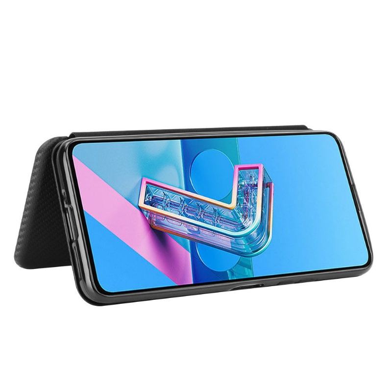 Folio-fodral För Asus Zenfone 7 / Zenfone 7 Pro Fallskydd Kolfibereffekt