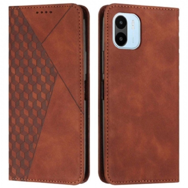 Folio-fodral Xiaomi Redmi A1 Läderfodral Cubic Style Skin-touch