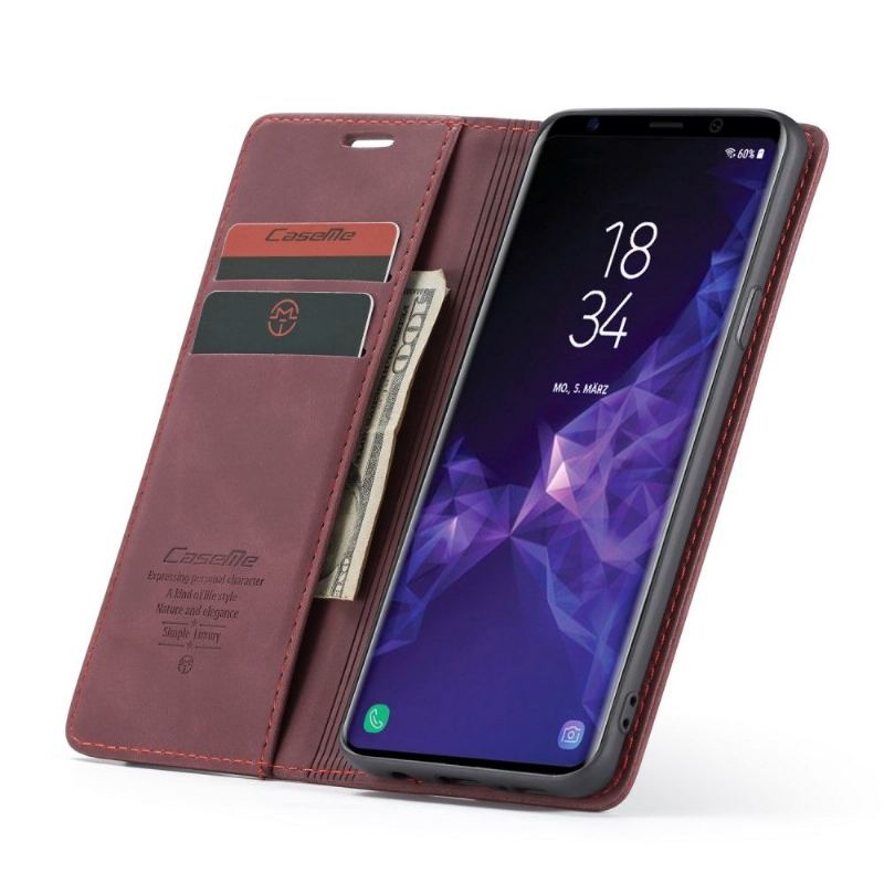 Läderfodral För Samsung Galaxy S9 Plus Konstläder - Vinröd