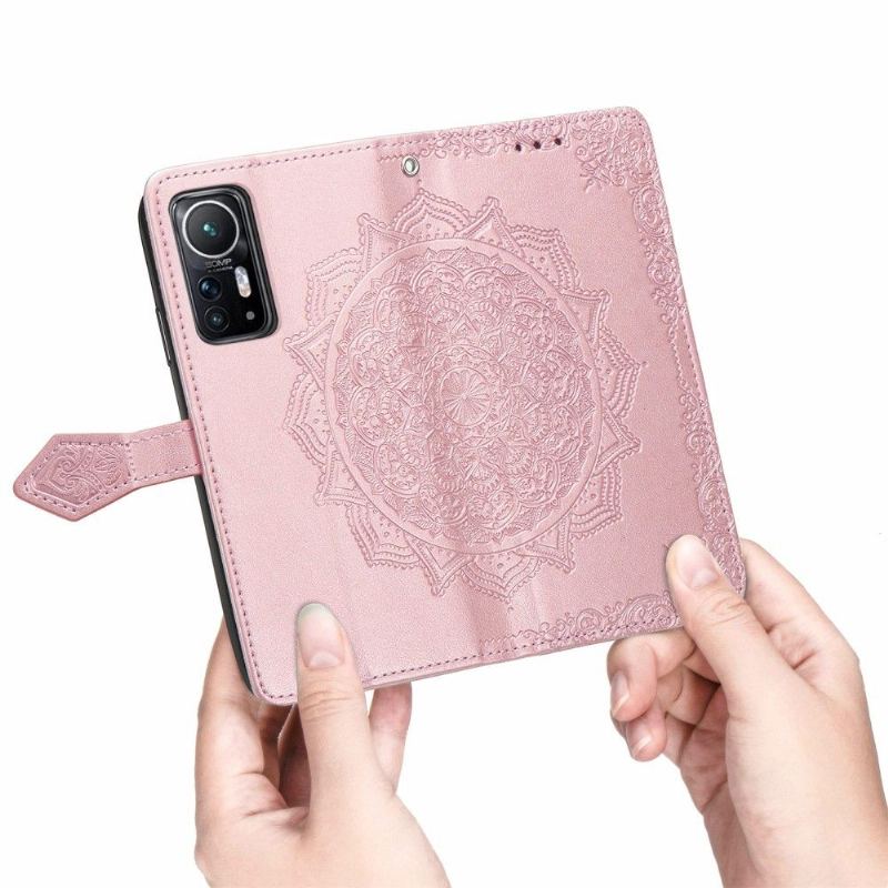 Folio-fodral För Xiaomi 12 Präglad Mandala I Konstläder