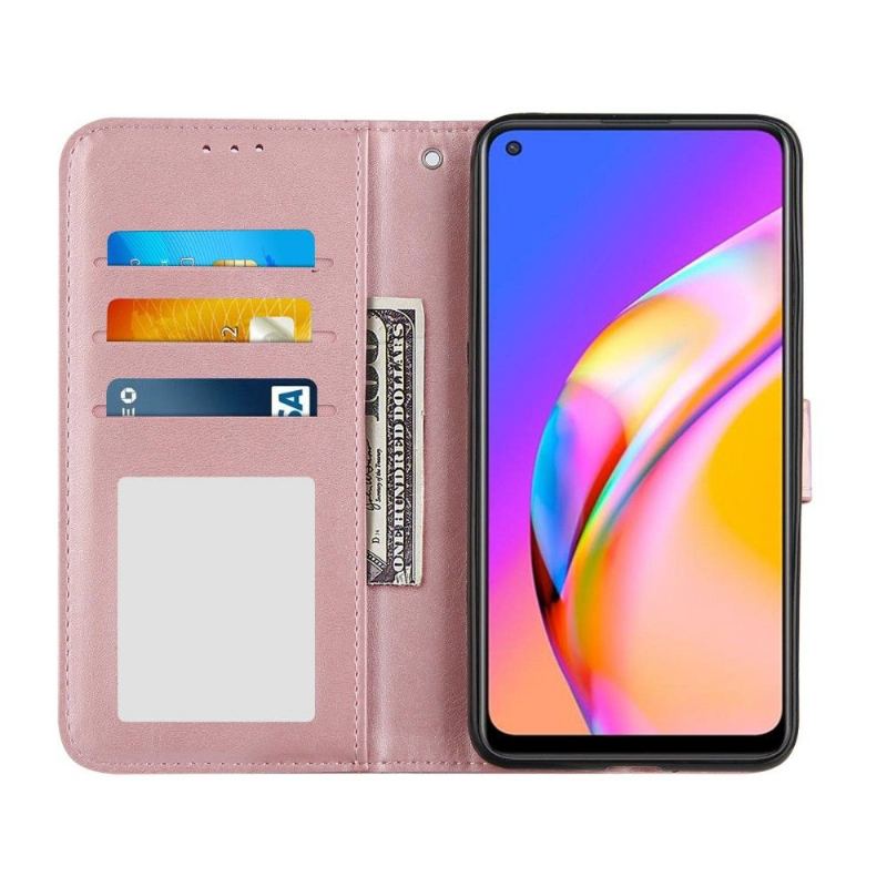 Folio-fodral För Oppo A94 5G Lädereffektlinjer