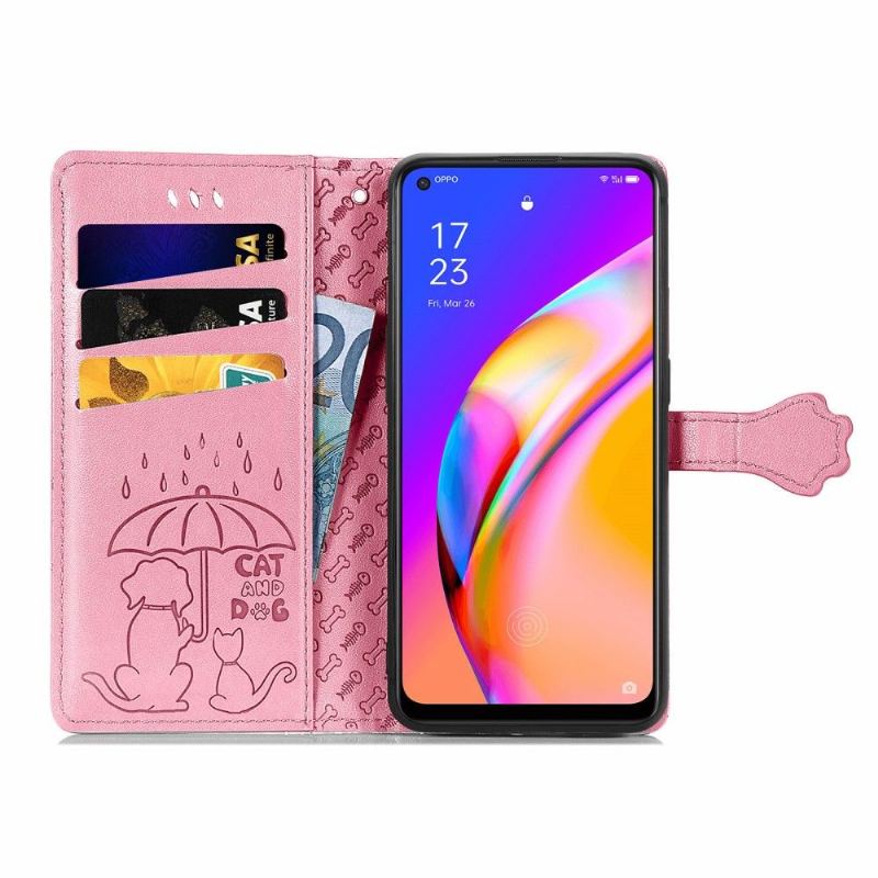 Läderfodral För Oppo A94 5G Präglad Djurlädereffekt