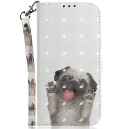 Läderfodral Motorola Edge 50 Neo Telefonfodral Lanyard Dog