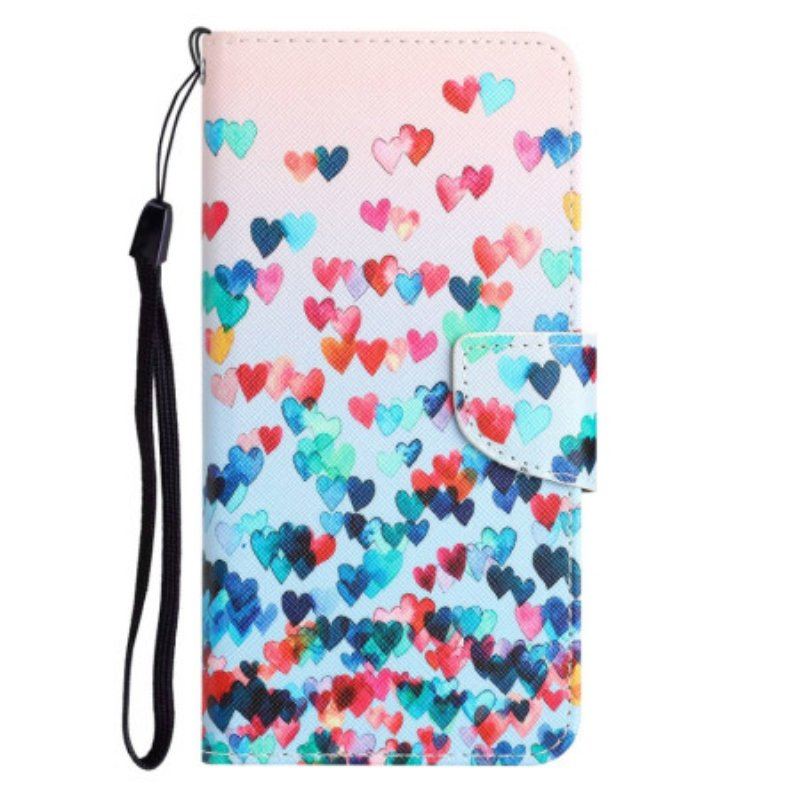 Folio-fodral Samsung Galaxy S23 Plus 5G Med Kedjar Endast Strappy Hearts