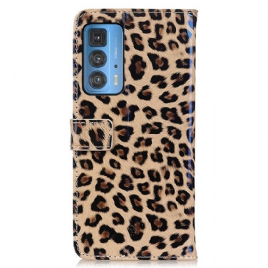 Folio-fodral För Motorola Edge 20 Pro Leopardstil I Konstläder