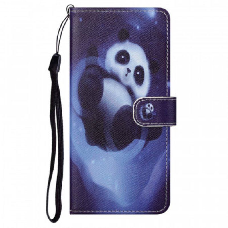 Fodral Moto G71 5G Med Kedjar Panda Space Med Lanyard