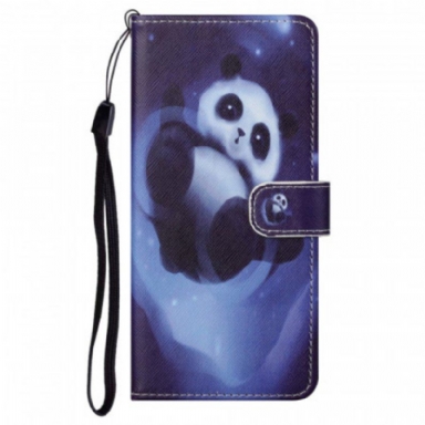 Fodral Moto G71 5G Med Kedjar Panda Space Med Lanyard