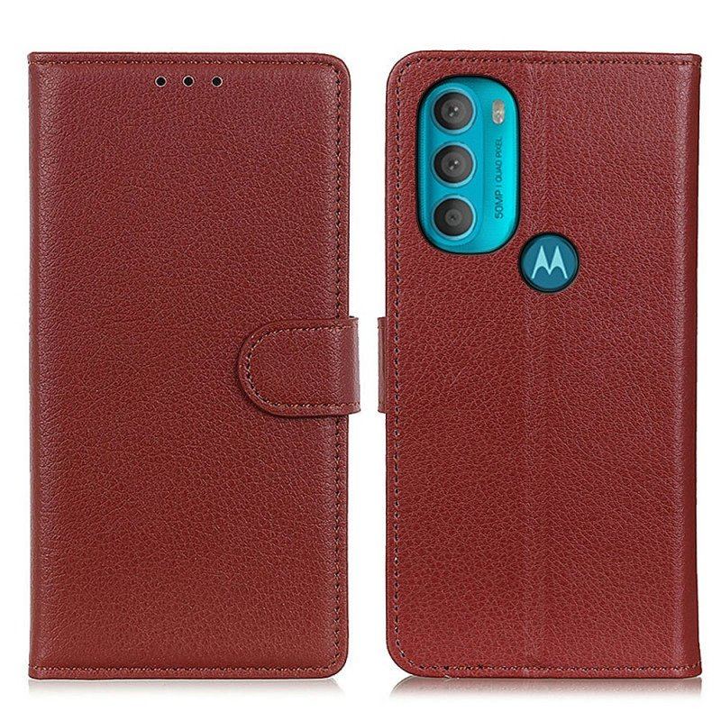 Fodral Moto G71 5G Traditionellt Litchi