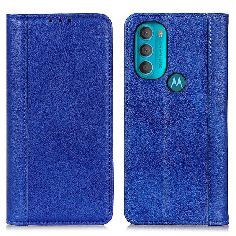 Folio-fodral Moto G71 5G Läderfodral Elegance Split Litchi Läder