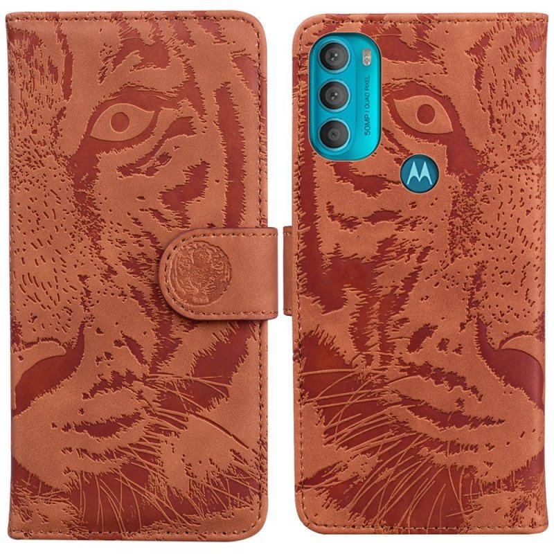 Folio-fodral Moto G71 5G Tiger Face Print