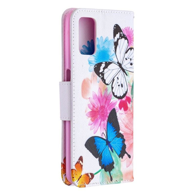 Fodral Case För Oppo A72 Fallskydd Fjärilar Och Färgglada Blommor