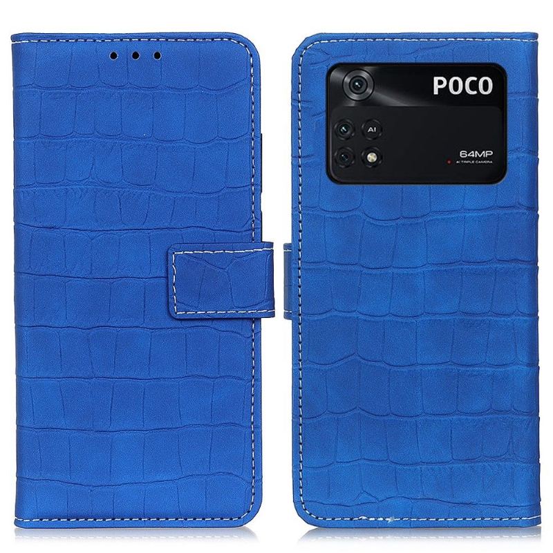 Fodral För Poco M4 Pro 4G Hemming Croc Look-sömmar